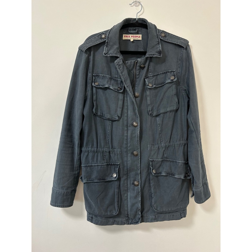 Free People Military Utility Jacket Blue‎ Not Your Borthers Surplus Size Small